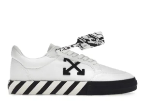 tenis Off-White Vulcanized Low - Canvas White Black lado derecho