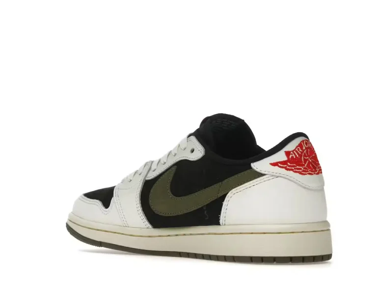 Jordan 1 Retro Low OG SP x Travis Scott Olive (Mujer) parte trasera izquierda minymal