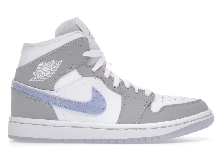 tenis Jordan 1 Mid Wolf Grey Aluminum (Mujer)