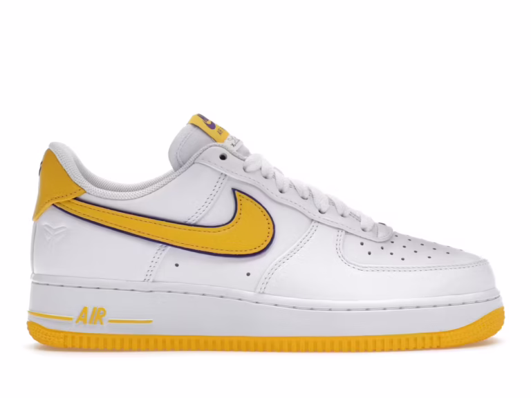 Tenis Nike Air Force 1 Low Retro QS Kobe Bryant Lakers Home FZ1151-100 minymal sneakers