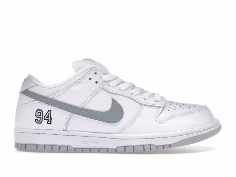 tenis Nike SB Dunk Supreme 94 White Metallic Silver HQ8487-100 minymal sneakers