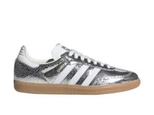 tenis adidas Samba OG Metallic Silver Cracked Leather JR0035 minymal sneakers