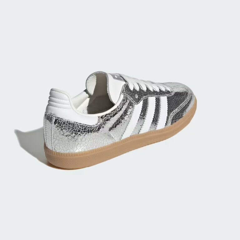 tenis adidas para mujer Samba OG Metallic Silver Cracked Leather JR0035 minymal sneakers 6