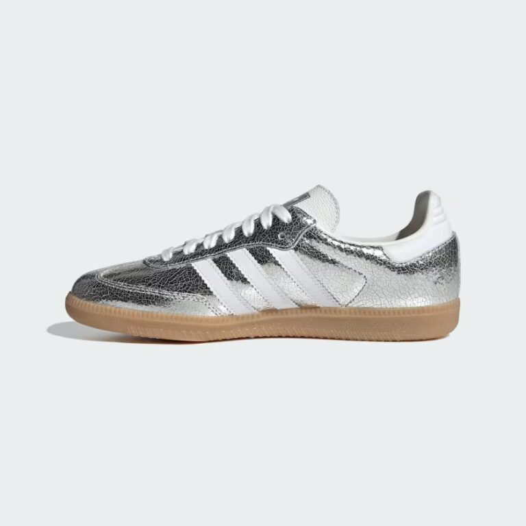 tenis para mujer adidas Samba OG Metallic Silver Cracked Leather JR0035 minymal sneakers 5