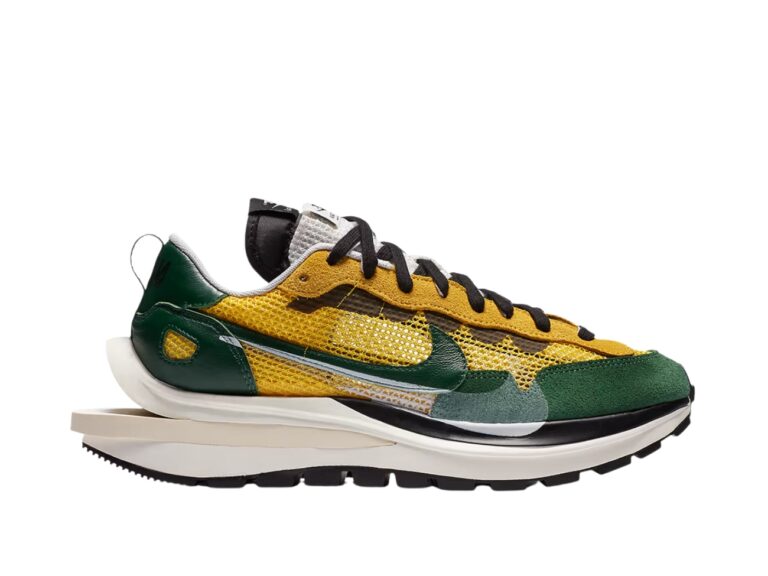 tenis Nike Vaporwaffle sacai Tour Yellow Stadium Green CV1363-700 minymal sneakers