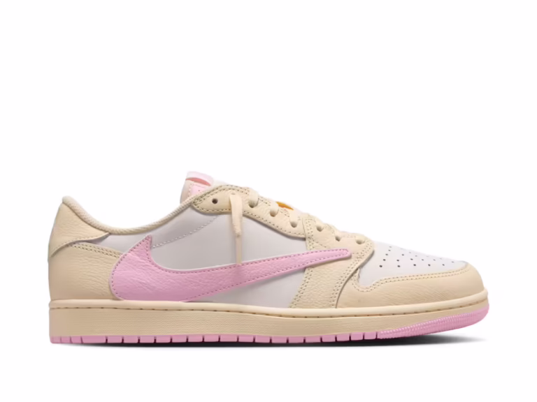 tenis Jordan 1 Low OG x Travis Scott Shy Pink IQ7604-100 minymal sneakers